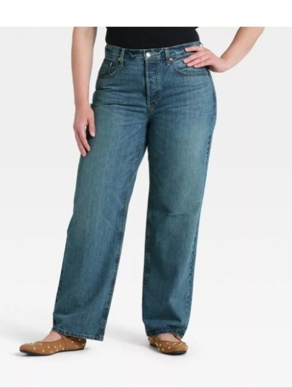 Universal Thread Women's Mid-Rise 90's Baggy Denim Jeans, Vintage Dark WashSize6